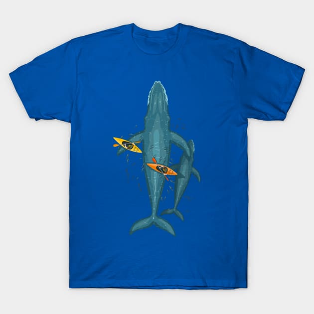 Canoes on whale family T-Shirt by albertocubatas